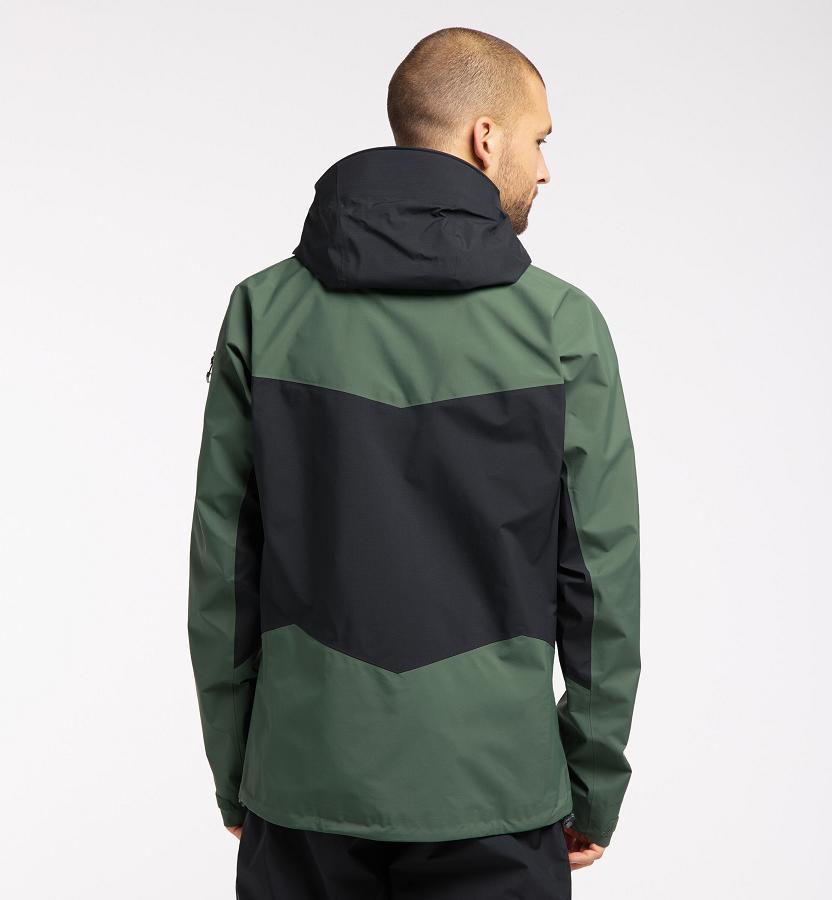 Haglöfs Mens Spitz Ski Jacket Black/Dark Green New Zealand 52386YPUR